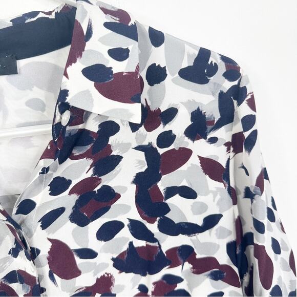 Lafayette 148 New York Size M Scottie Silk Printed Button Down Blouse Shirt - Picture 10 of 11